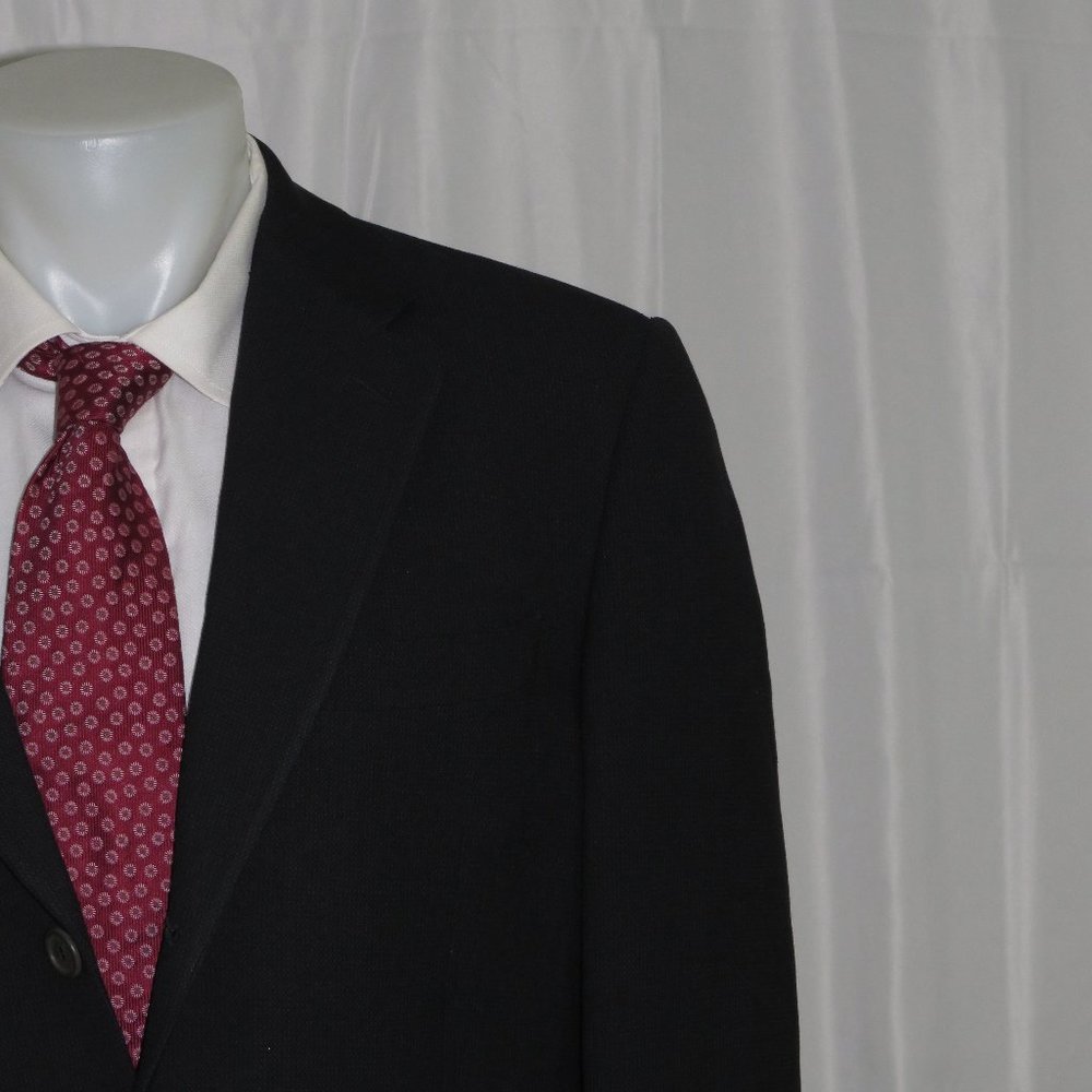 Giorgio Armani Classico Dark Blue Nailshead Vintage Silk Blend Suit Jacket 42R